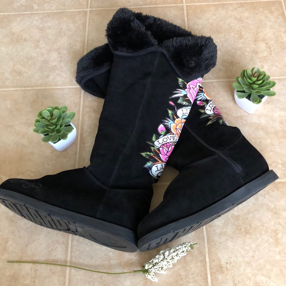 ed hardy high knee boots 🥀